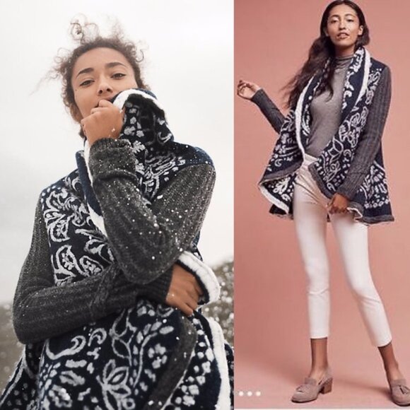 NWT Anthropologie Sleeping on Snow First Snow Wool Blend Sweater Cardigan M - Picture 1 of 15